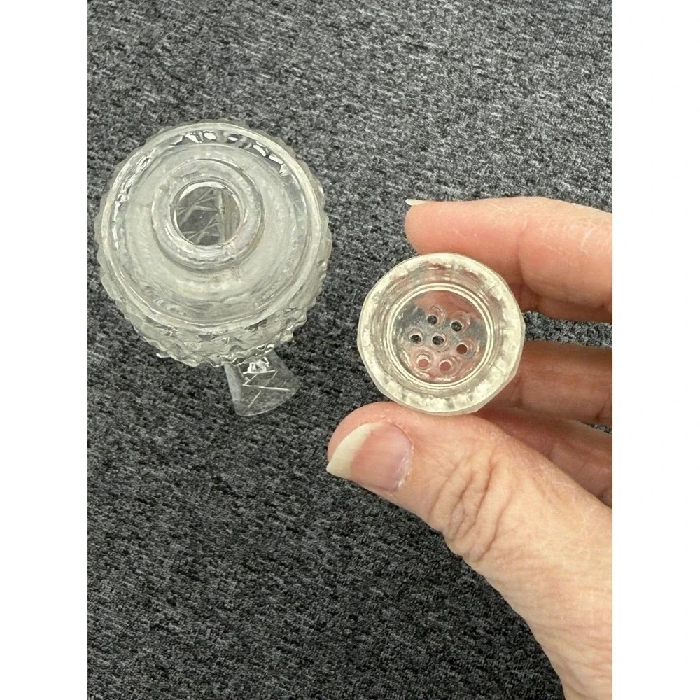Antique Bohemian Crystal Salt‎ & Pepper Shaker Clear Glass Lids Czechoslovakia